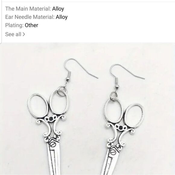 Scissor dangle style earrings - Picture 3 of 8